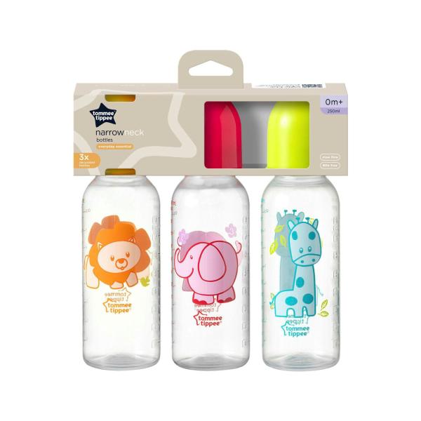 Narrow Neck Baby Bottle 250ml 3 Pack 0m+