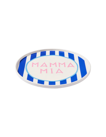Mamma Mia 25cm New Bone China Dinner Plate Blue Stripe