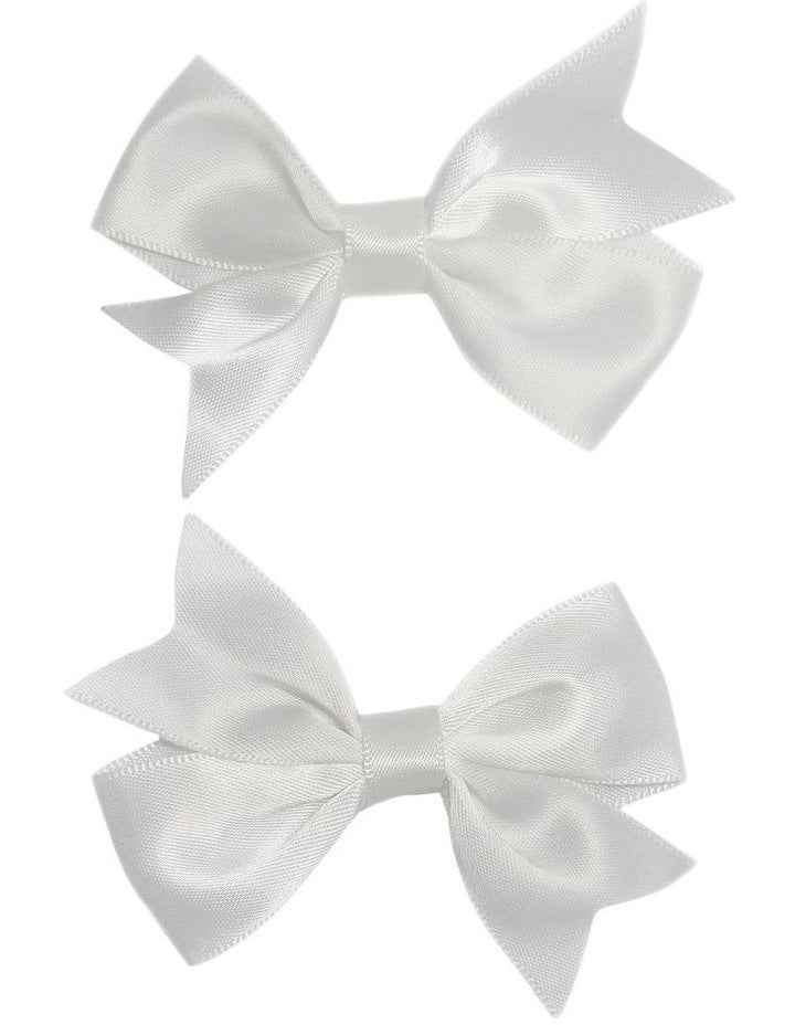 Bow Hair Clip Pack Of 2 in White