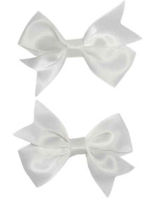 Bow Hair Clip Pack Of 2 in White
