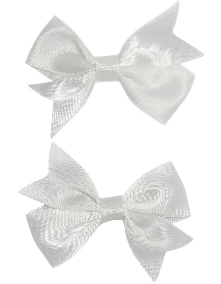 Bow Hair Clip Pack Of 2 in White