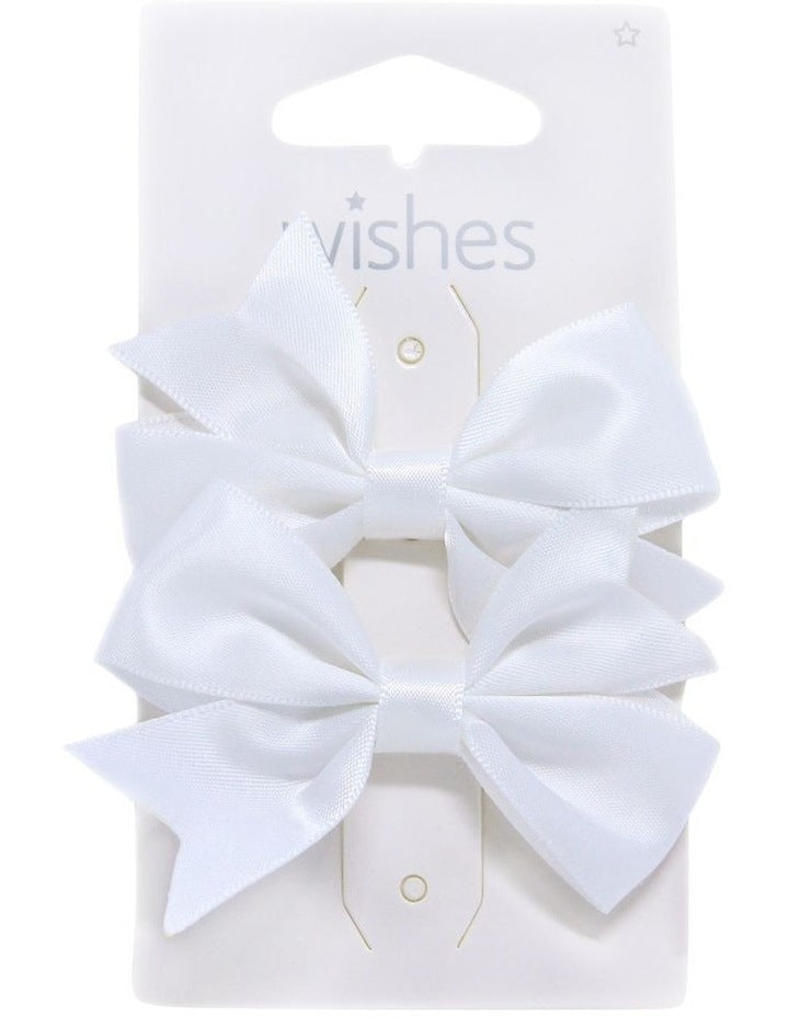 Bow Hair Clip Pack Of 2 in White