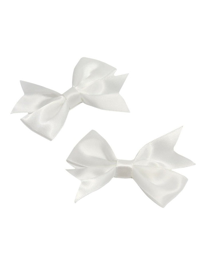 Bow Hair Clip Pack Of 2 in White