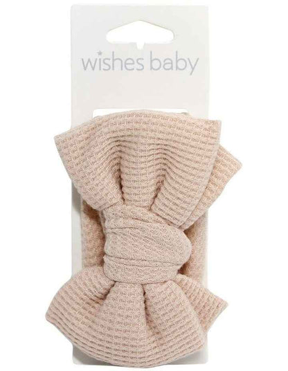 Waffle Bow Headband in Beige
