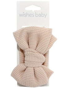 Waffle Bow Headband in Beige