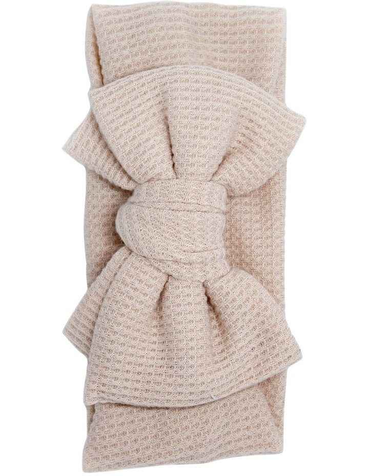 Waffle Bow Headband in Beige