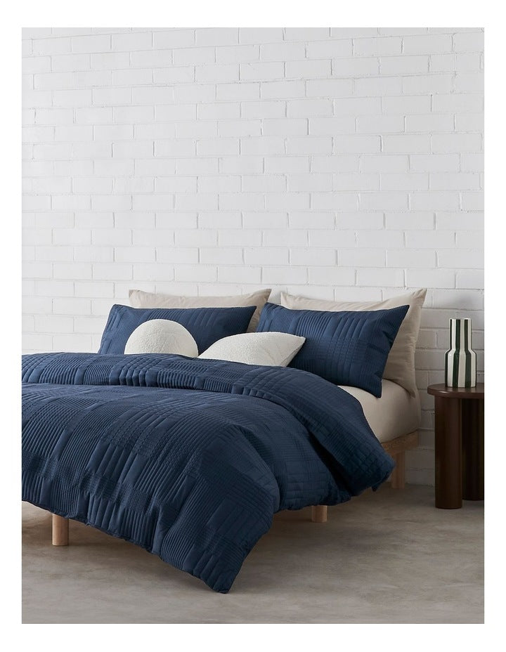 Hunter Quilted Quilt Cover Set in Dark Denim