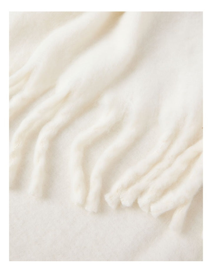 Faux Mohair Throw in Coconut Milk