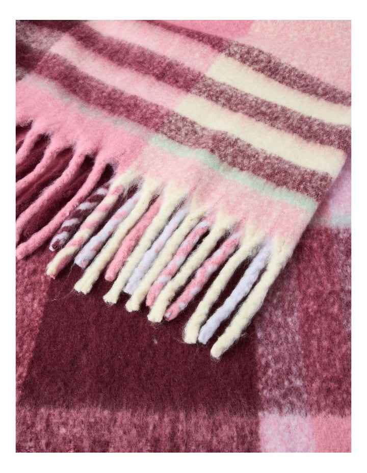 Vue Faux Mohair Check Throw in Berry