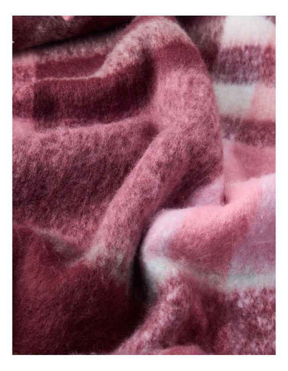 Vue Faux Mohair Check Throw in Berry
