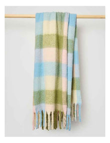 Faux Mohair Check Throw in Baby Blue