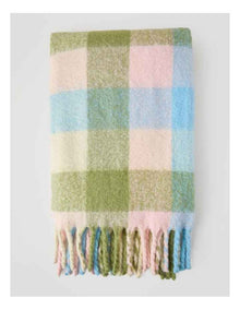 Faux Mohair Check Throw in Baby Blue