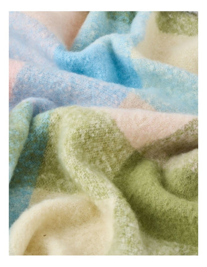 Faux Mohair Check Throw in Baby Blue