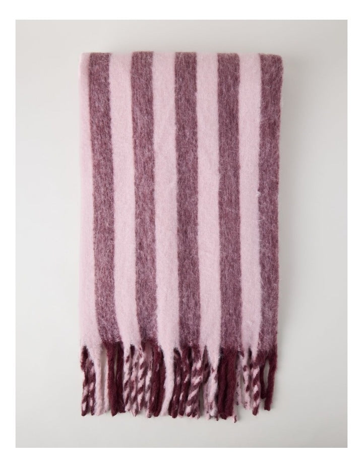 Faux Mohair Throw in Pink Stripe