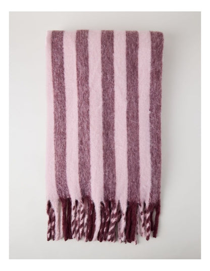 Faux Mohair Throw in Pink Stripe