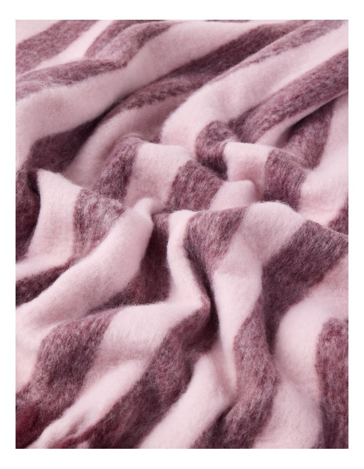 Faux Mohair Throw in Pink Stripe