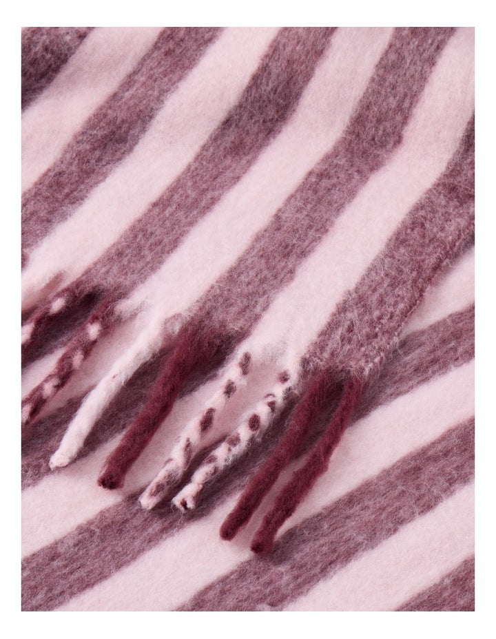 Faux Mohair Throw in Pink Stripe