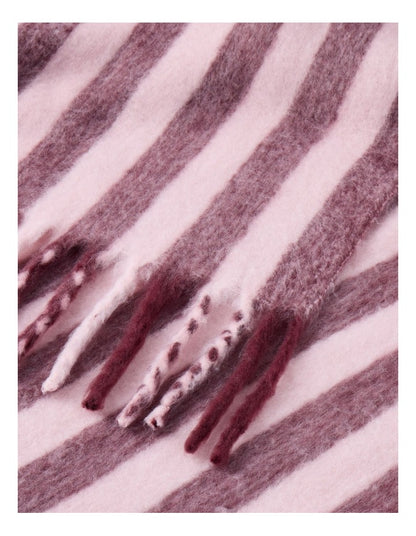 Faux Mohair Throw in Pink Stripe