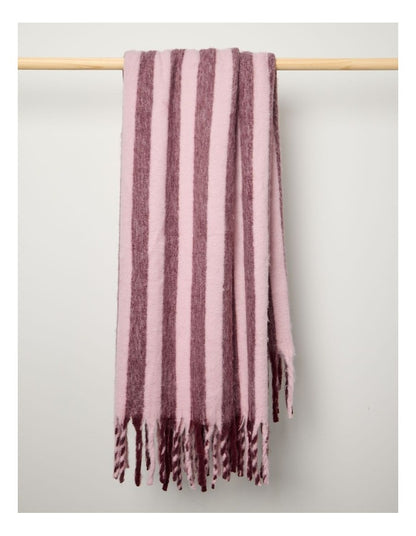 Faux Mohair Throw in Pink Stripe