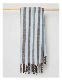 Faux Mohair Stripe Throw in Baby Blue