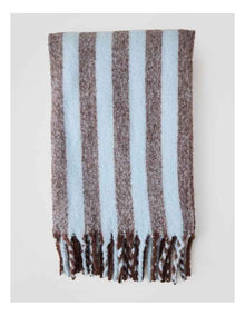 Faux Mohair Stripe Throw in Baby Blue