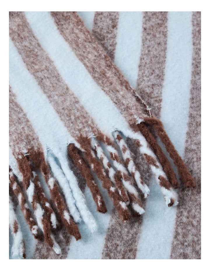 Faux Mohair Stripe Throw in Baby Blue