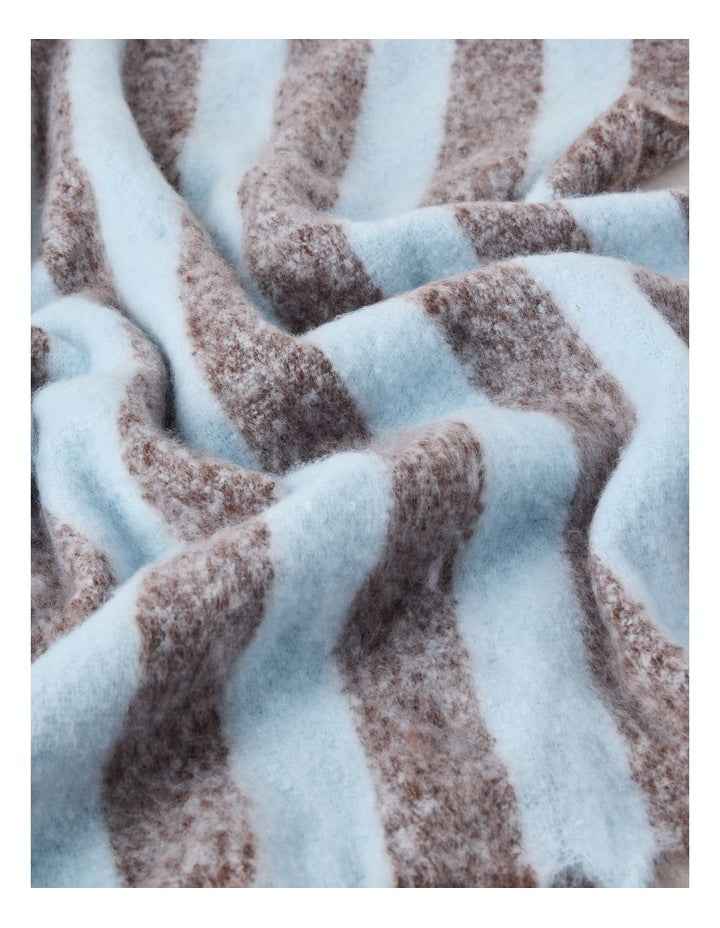 Faux Mohair Stripe Throw in Baby Blue