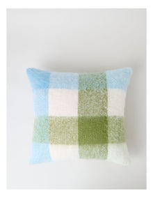Mohair Check Cushion in Baby Blue