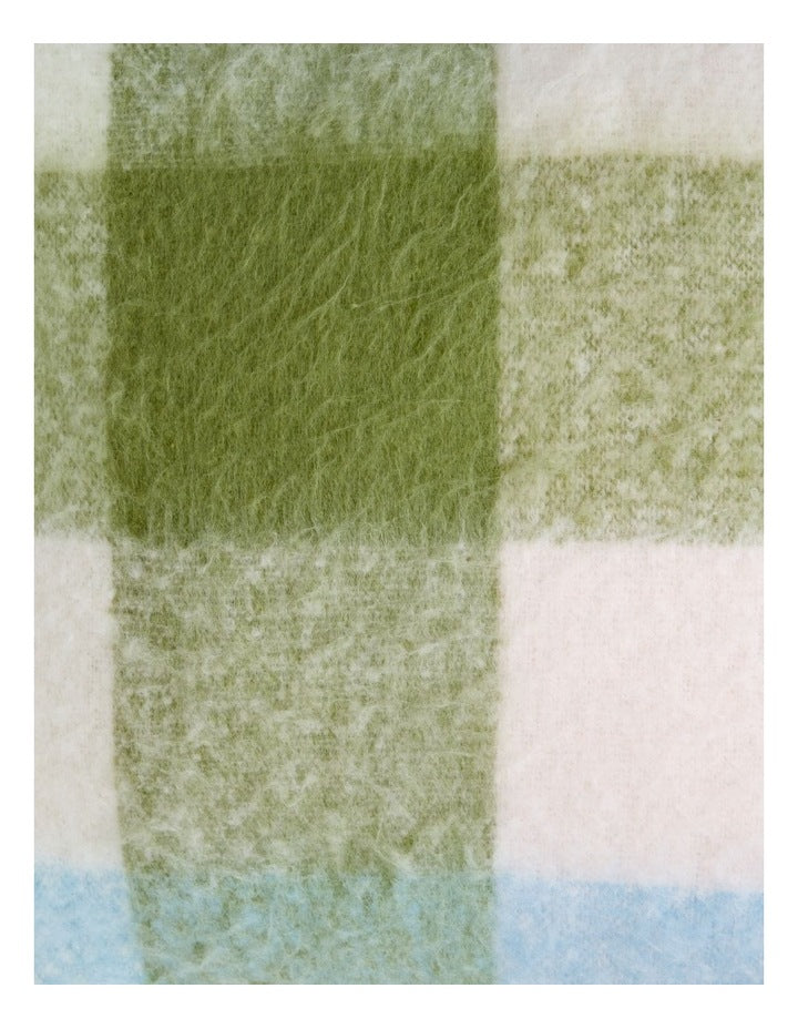 Mohair Check Cushion in Baby Blue