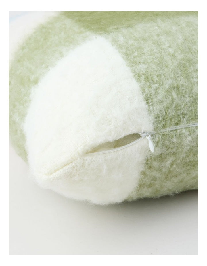 Mohair Check Cushion in Baby Blue