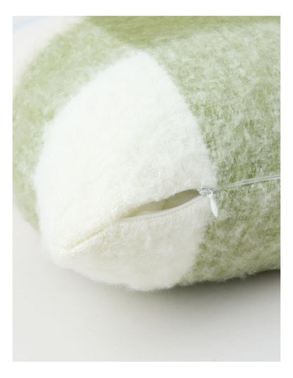 Mohair Check Cushion in Baby Blue
