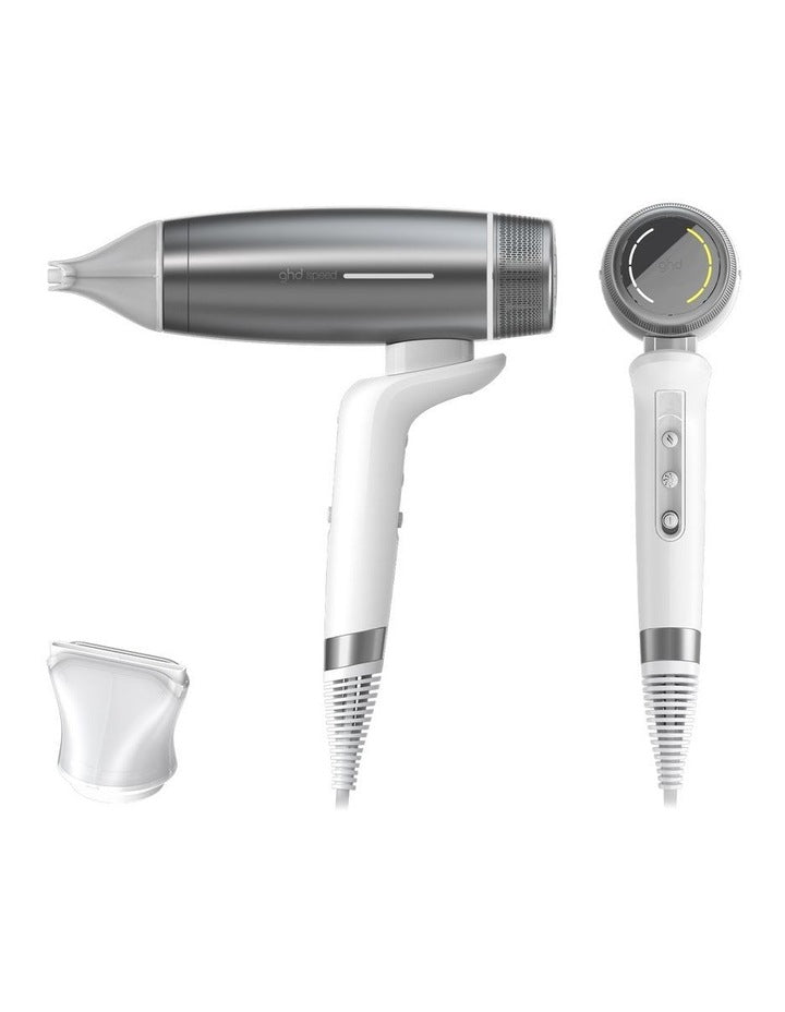 Speed Dual Air-Flow Fast Drying Hair Dryer in Silver White