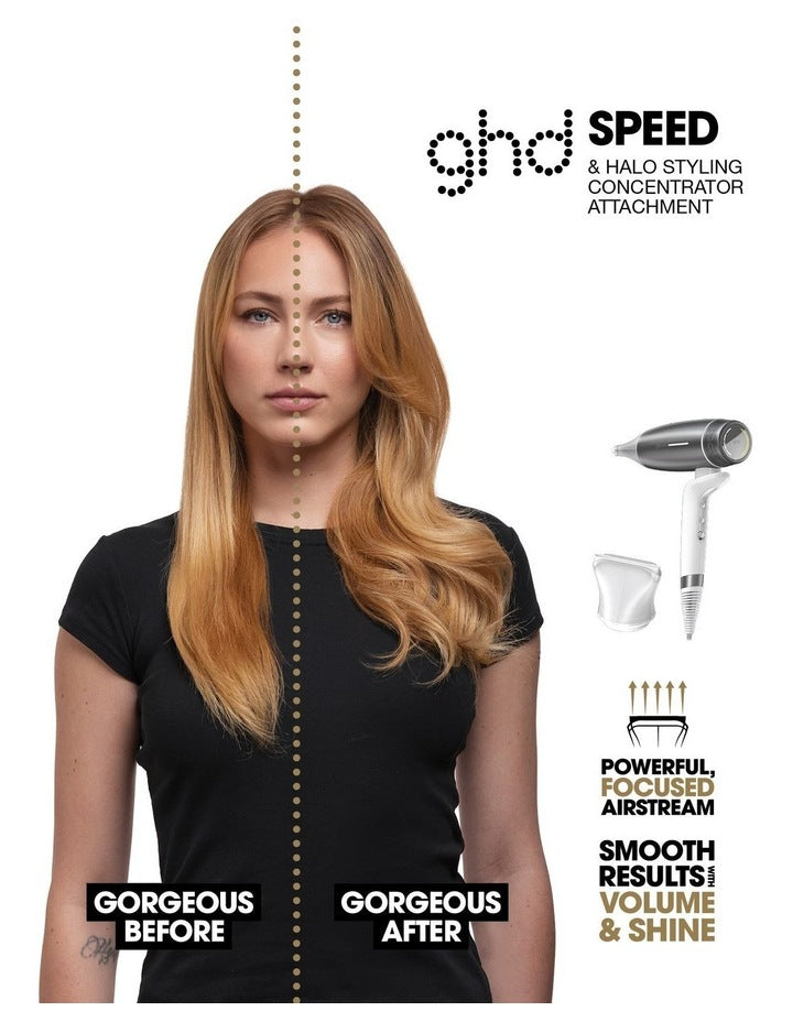 Speed Dual Air-Flow Fast Drying Hair Dryer in Silver White