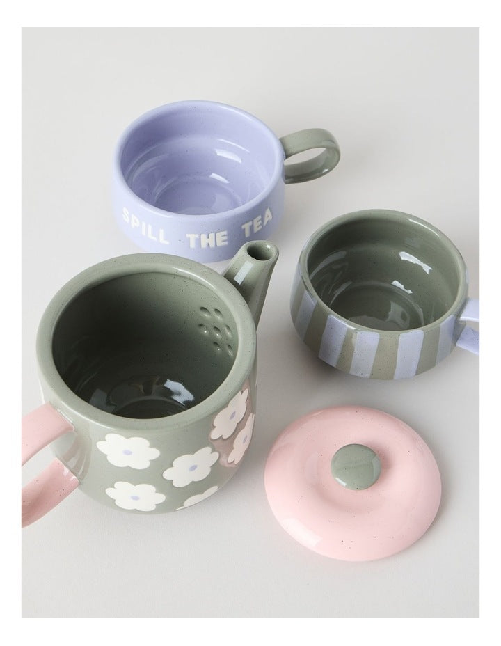 Cosy Collection Tea Set for Two in Assorted Colours