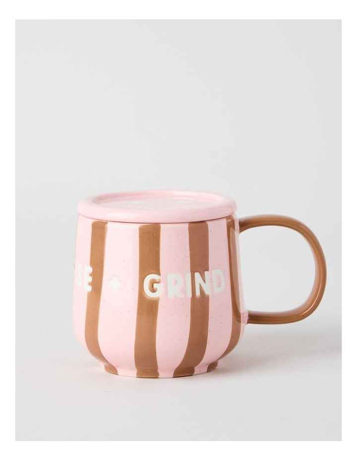 Cosy Collection Rise + Grind Mug with Coaster in Pink and Tan