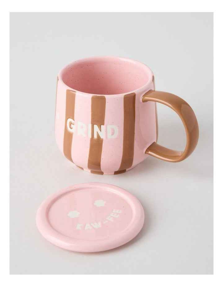 Cosy Collection Rise + Grind Mug with Coaster in Pink and Tan
