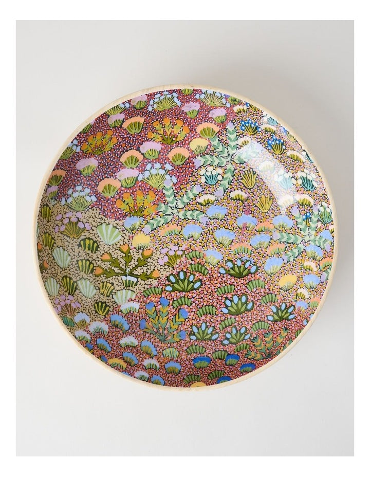 Artists of Ampilatwatja x Art Series Bush Flowers Serving Bowl 39.5cm by Latoya Ngwarraye Petrick