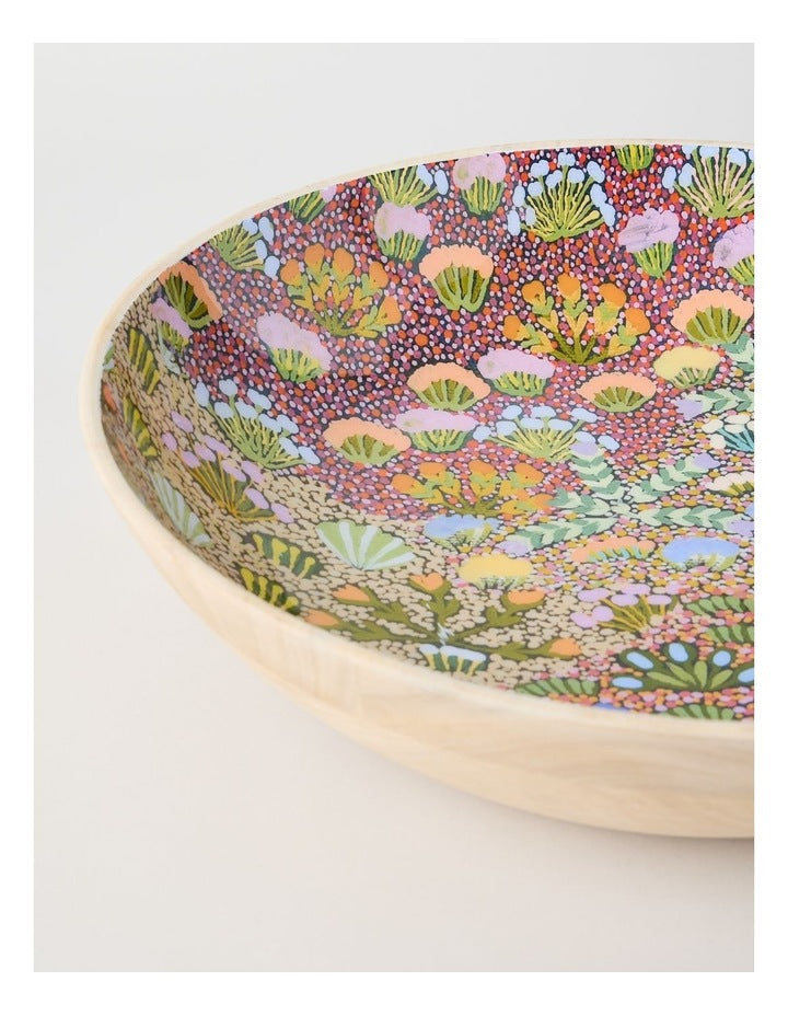 Artists of Ampilatwatja x Art Series Bush Flowers Serving Bowl 39.5cm by Latoya Ngwarraye Petrick