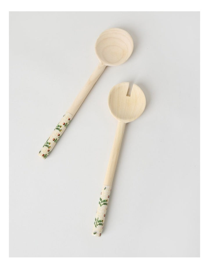 Artists of Ampilatwatja x Art Series Bush Flowers Salad Servers by Latoya Ngwarraye Petrick