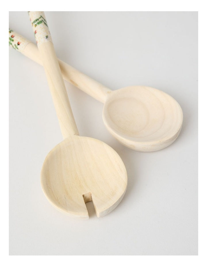 Artists of Ampilatwatja x Art Series Bush Flowers Salad Servers by Latoya Ngwarraye Petrick
