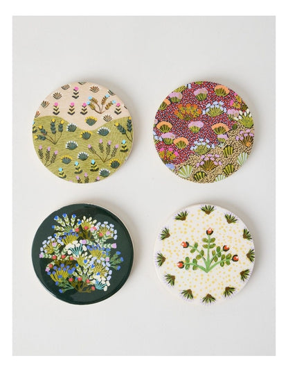 Artists of Ampilatwatja x Art Series Artists Coasters Set of 4 by Latoya Ngwarraye Petrick