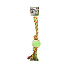 BOW WOW TWO KNOT ROPE TUG WITH TENNIS BALL TOY 1 PACK