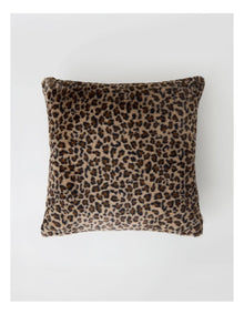 Leo Faux Fur Cushion in Brown