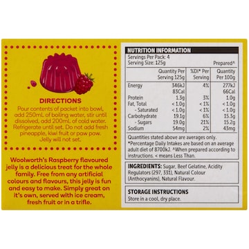 Woolworths Jelly Raspberry 85g