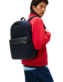 Daily Nylon Logo Patch Backpack Bag in Navy