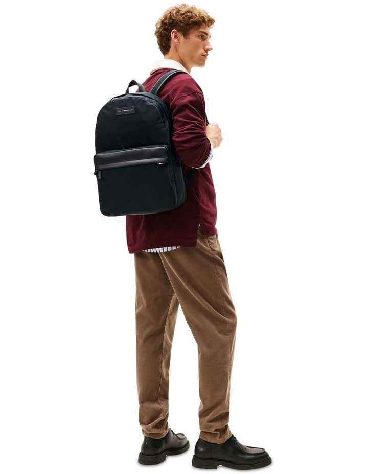 Daily Nylon Logo Patch Backpack Bag in Black