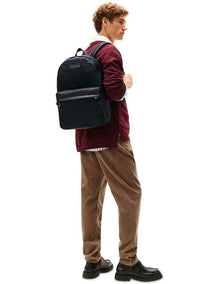 Daily Nylon Logo Patch Backpack Bag in Black