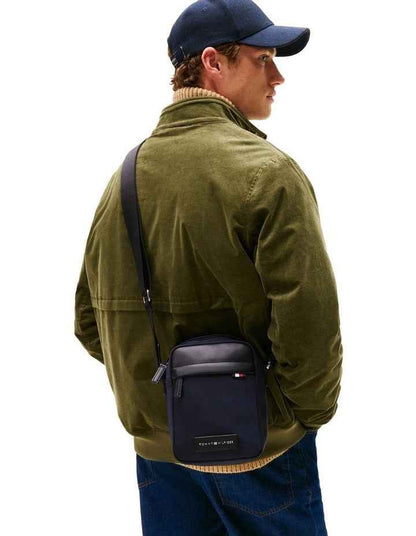 Daily Nylon Logo Patch Mini Reporter Crossbody Bag in Navy