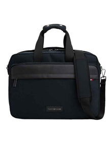 Daily Nylon Logo Patch Computer Bag in Black