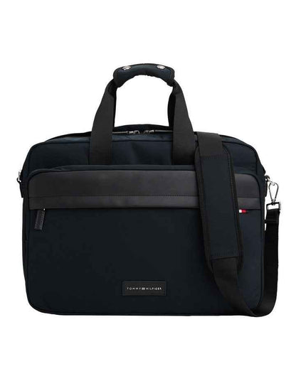 Daily Nylon Logo Patch Computer Bag in Black